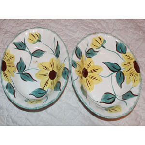 Blue Ridge Sunfire Colonial Oval Serving BOWLS USA Vintage 1940's HP Pottery